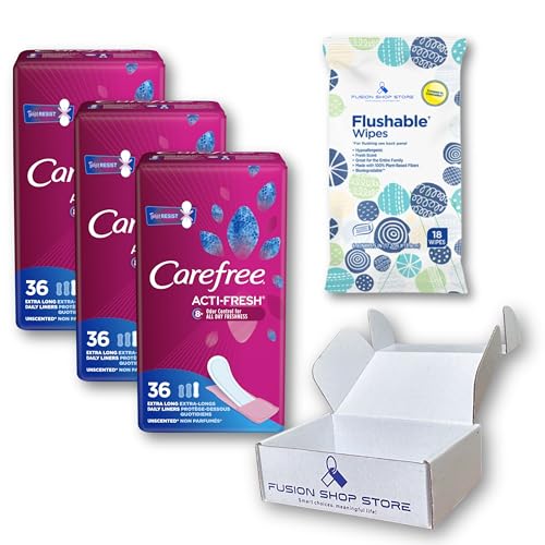 Carefree Liners Extra Long- Pantiliners for Women 36 Count (Pack of 3), Set with Feminine Flushable Msupps.com buy supplements canada