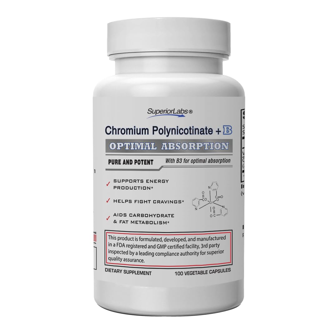 Pure Chromium Polynicotinate Supplement - Made in USA - 200mcg + Vitamin B3 for Optimal Superior Labs buy supplements canada
