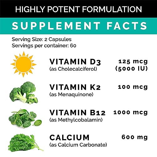 Calcium 600mg, Vitamin D3 K2 B12 Supplement - For Heart, Bone & Immune Support PrimeMD buy supplements canada