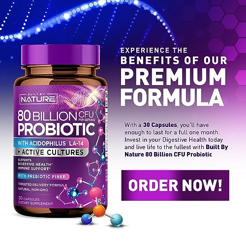 80 Billion CFU Probiotic - Daily Digestive Gut Health Supplement for Men & Women Built by Nature buy supplements canada