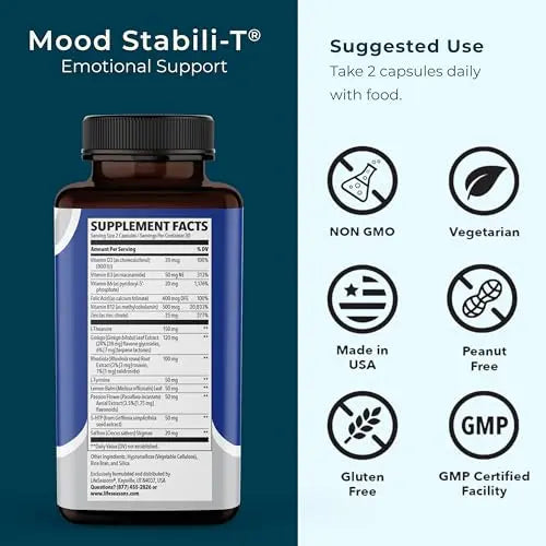 LifeSeasons - Mood Stabili-T - Positive Mood Booster - Enhanced Calmness and Happiness - Relaxed and Balanced Mind LifeSeasons buy supplements canada