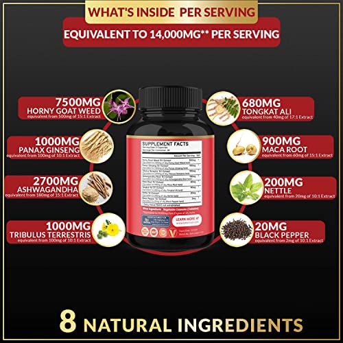 BMVINVOL (2 Packs) Horny Goat Weed Capsules, 14000mg Herbal Equivale BMVINVOL buy supplements canada