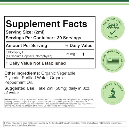 Chlorophyll Liquid Drops - for Digestion, Gut Health, Energy and Detox - Vegan Safe Double Wood Supplements buy supplements canada