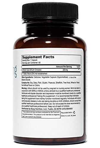 Lithium Orotate 2.5mg (1 Bottle), 60 Vegetarian Capsules, Lithium Supple Weyland Brain Nutrition buy supplements canada