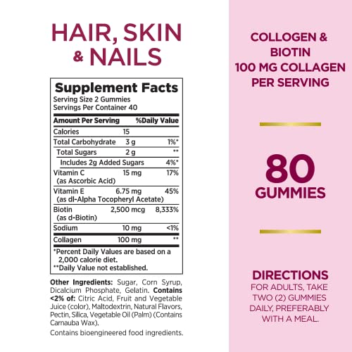Nature's Bounty Optimal Solutions Hair, Skin & Nails with Biotin and Collagen, Citrus-Flavored Nature's Bounty buy supplements canada