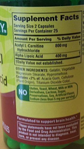 Spring Valley - Acetyl L-Carnitine 800mg Plus Alpha Lipoic Acid 400mg, 50 Capsules Heath Secret buy supplements canada