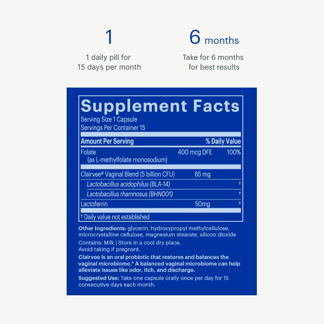 Bonafide Clairvee Vaginal Probiotic – Hormone-Free, Drug-Free Relief from Odor, Vaginal Itching and Discharge – Balances Vaginal pH Levels – 90 Day Supply (45 Capsules) Bonafide buy supplements canada