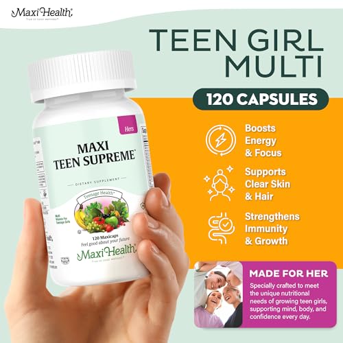 Teen Vitamins for Girls 12-17 - Teen Multivitamin D3, Iron, Calcium, Biotin, Zinc, Digestive Enzymes – Teenager Girl Multi Vitamins Maxi Health buy supplements canada