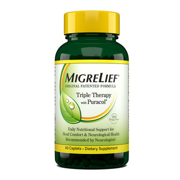 MigreLief Original Triple Therapy with Puracol - Nutritional Support for Migraine Sufferers - 60 Caplets/1 Month Supply MigreLief buy supplements canada