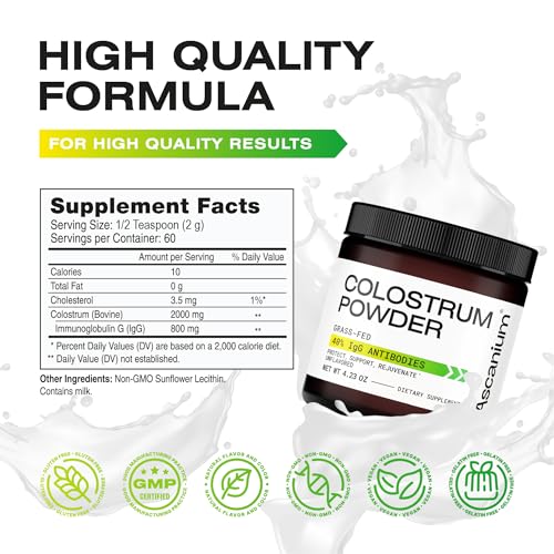 Colostrum Powder - Grass-Fed 40% IgG Colostrum Supplement Powder - Bovine Ascanium buy supplements canada