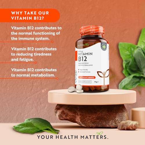 Vitamin B12 1000mcg - 365 High Strength Vegan Tablets (1 Year Supply) - Max Strength Nutravita buy supplements canada