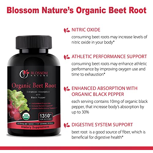 Organic Beet Root Powder 1350mg with Black Pepper-Nitric Oxide Booster, Digestive System Blossom Nature buy supplements canada