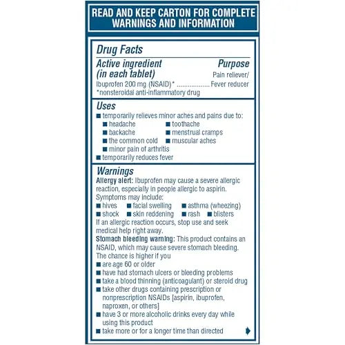 Advil Pain Reliever and Fever Reducer, Pain Relief Medicine with Ibuprofen 200mg for Headache, Backache, Menstrual Pain and Joint Pain Relief - 100 Coated Tablets Advil buy supplements canada