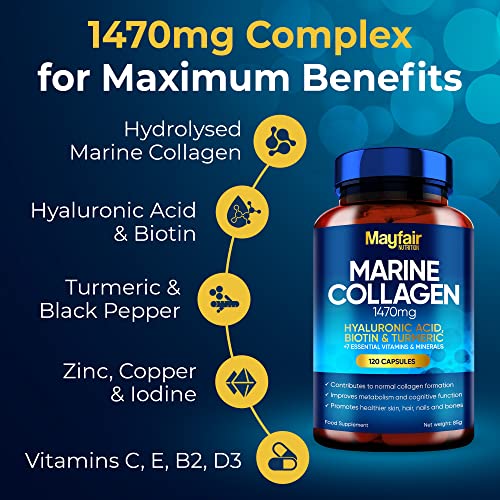 Mayfair Nutrition Marine Collagen 120 High Strength Capsules 1470mg Complex with Hyaluronic Acid Mayfair Nutrition buy supplements canada