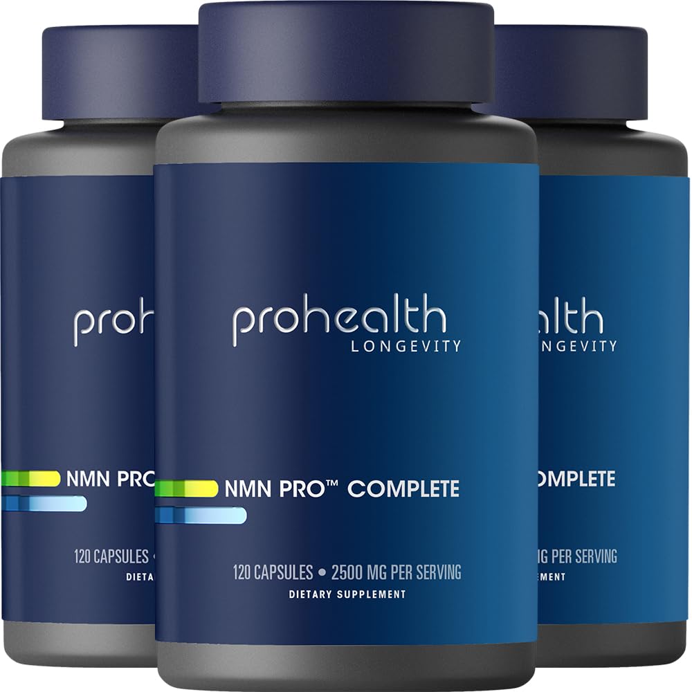 ProHealth NMN Pro Complete (120 Capsules, 3 Pack) - 1000 mg Uthever® NMN + 1000 mg Resveratrol + 500 mg TMG. NAD+ Precursor, Methylation Support & Sirtuin Activation. Triple Lab-Tested ProHealth buy supplements canada