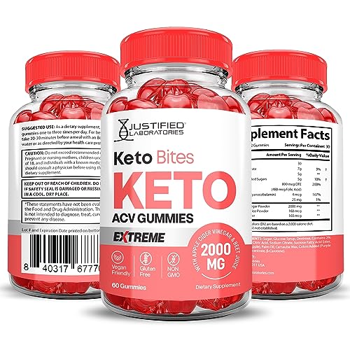 Keto Bites Keto ACV Gummies Extreme Formula 2000MG Vegan Non GMO with Pomegranate Justified Laboratories buy supplements canada