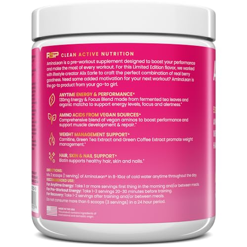 RSP NUTRITION AminoLean Pre Workout x Alix Earle Berry Alixir, Clean Energy with No Jitters RSP NUTRITION buy supplements canada