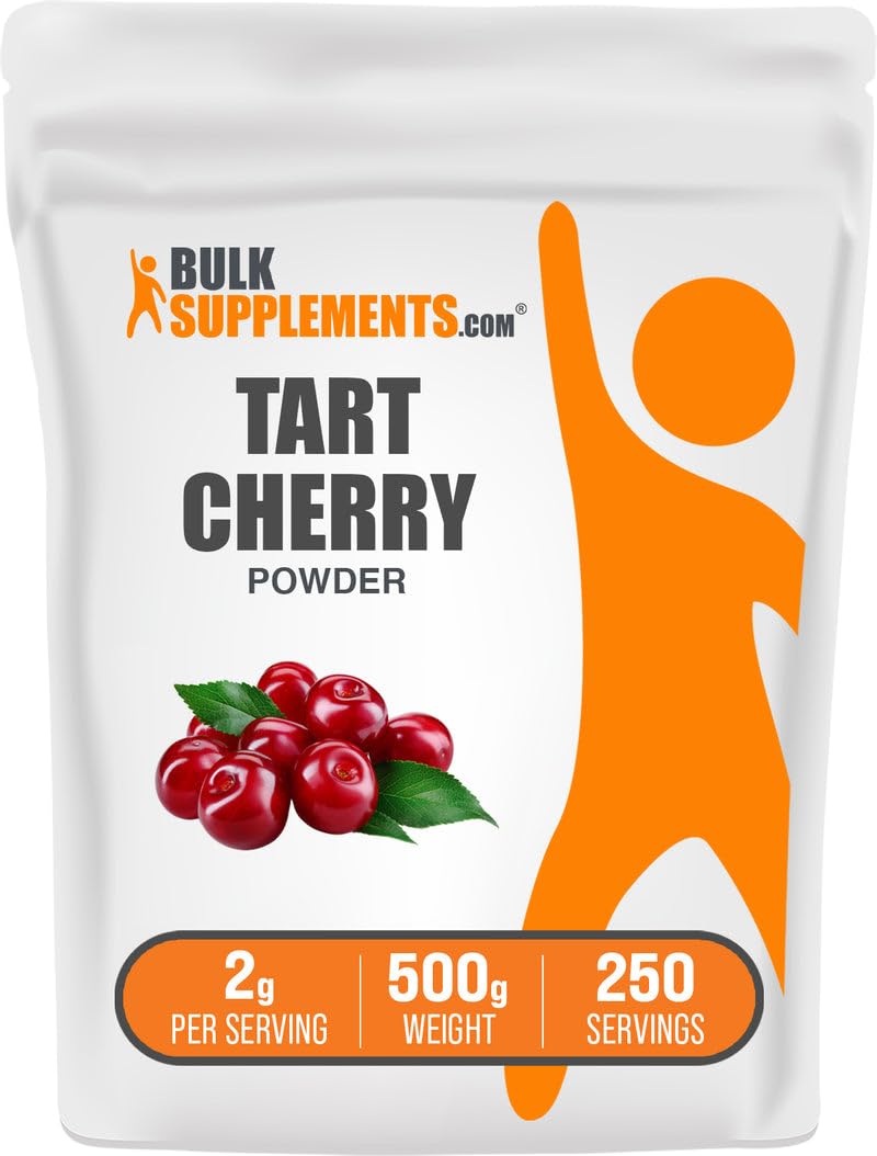 BulkSupplements.com Tart Cherry Powder - Fruit Powder, Tart Cherry Supplements - Antioxidant Source, Gluten Free & No Added Sugar, 2g per Serving, 500g (1.1 lbs) (Pack of 1) BulkSupplements buy supplements canada