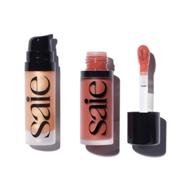 Saie Mini Glowy Super Gel Lightweight llluminator & Makeup Primer - Sunglow (0.5 oz) + Dew Blush - Lightweight Liquid Blush with a Blendable + Buildable Cream Finish - Cutie (.40 oz) Saie buy supplements canada