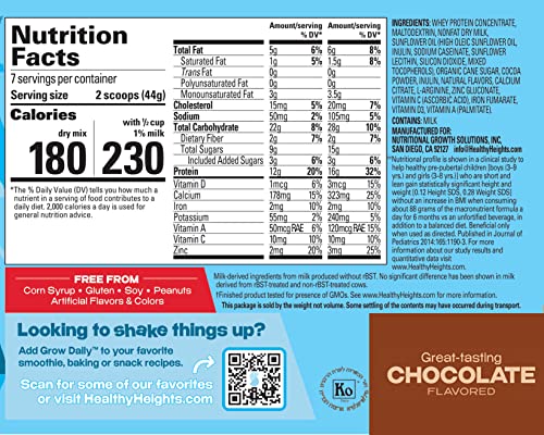Grow Daily 3+ Shake Mix 7-serving Canister by Healthy Heights - Protein Powder Healthy Height buy supplements canada