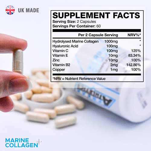 Marine Collagen 1000mg - Type 1 Hydrolysed Collagen - Enhanced with Hyaluronic Acid, Vitamin C Freak Athletics buy supplements canada