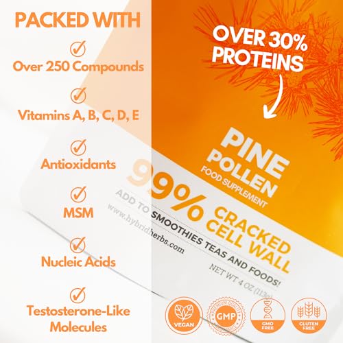 HYBRID HERBS - PINE POLLEN | 99% Cracked Cell Wall Powder | Highly Bioavailable Hybrid Herbs buy supplements canada