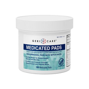 GeriCare Medicated Cooling Pads with Witch Hazel. for Soothing Itch, Discomfort, and Burning, Pre-Moistened Pads Ideal for Sensitive Areas, 100 Count (Pack of 1) GeriCare buy supplements canada