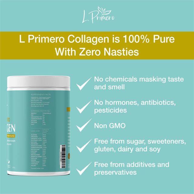 L Primero Collagen Peptides Powder 400g, Hydrolysed Unflavoured, Grass-Fed Bovine Bioactive Protein, Highly absorbable 18 Amino Acids, Keto L Primero buy supplements canada