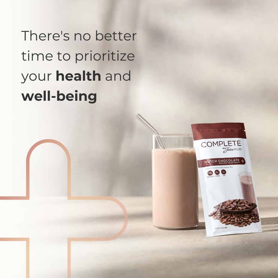 Complete by JuicePlus+ Dutch Chocolate Shakes - Plant-Based Nutrition - Whole Food Based Shake Powder with Protein, Fiber & Prebiotics - 30 Servings (2 Pouches, 15 Servings Each) Juice Plus+ buy supplements canada