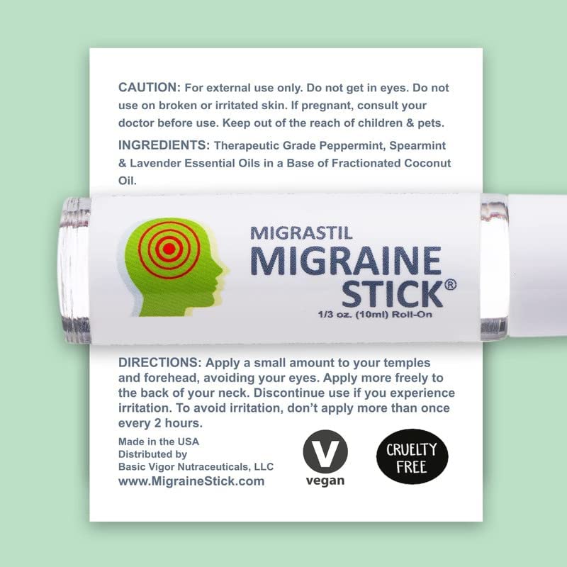 Basic Vigor Migrastil Migraine Stick Rollon - Fast Cooling Comfort for Your Head 3-Pack. Aromatherapy with Peppermint & Other Essential Oils. Metal Roller. Made in USA by Basic Vigor Basic Vigor buy supplements canada