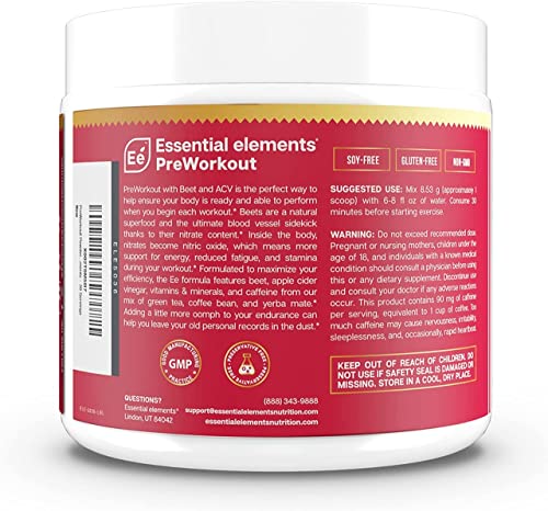 Essential Elements PreWorkout Powder with Beet Root & ACV | Superfood Energy Supplement Essential Elements buy supplements canada