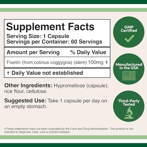 Fisetin Supplement - 100mg of Bioactive Flavnonols, 60 Count (Natural Bioflavonoid Double Wood Supplements buy supplements canada