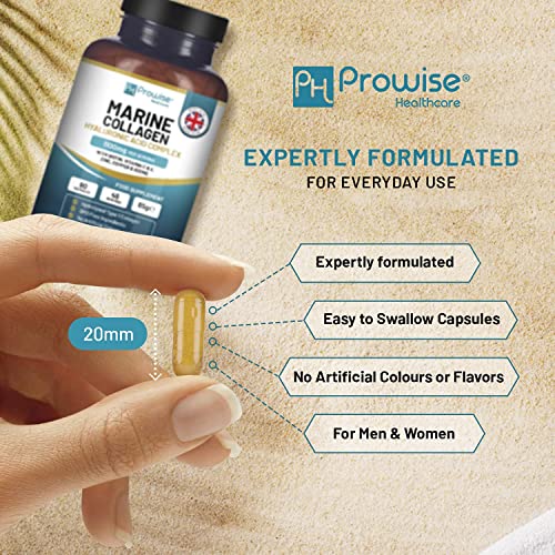 Marine Collagen with Hyaluronic Acid 1100mg | 90 Collagen Capsules High Strength for Women & Men PH PROWISE Healthcare buy supplements canada