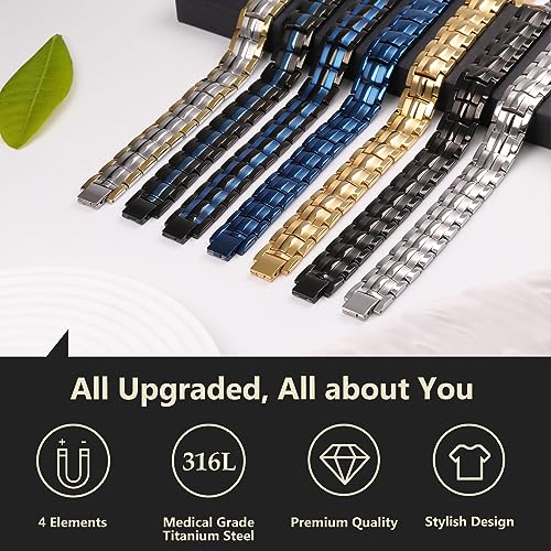 Feraco Mens Magnetic Bracelet Titanium Steel Magnetic Bracelet with Double Row 4 Elements Feraco buy supplements canada