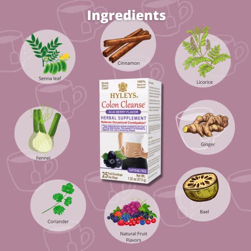 Hyleys Colon Cleanse Tea Acai Berry Flavor - 25 Tea Bags (12 Pack - 300 Tea Bags Total) HYLEYS buy supplements canada