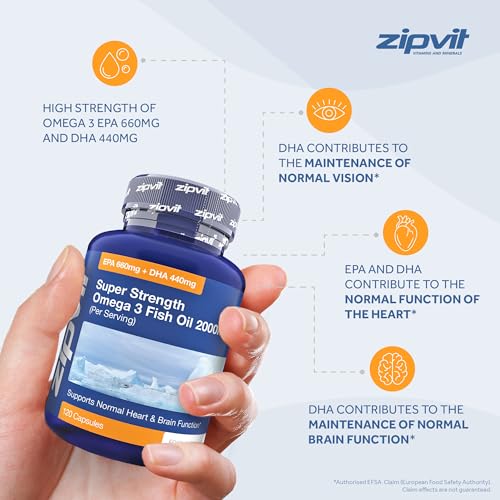 Omega 3 Fish Oil 2000mg, EPA 660mg DHA 440mg per Daily Serving. 120 Capsules Zipvit buy supplements canada