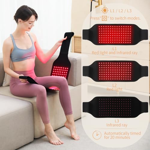 SUNNYOUNG Red Light Therapy Belt, Infrared Light Therapy Wrap Muscle Relaxing Belt with 120 LED Lights sunnyoung buy supplements canada