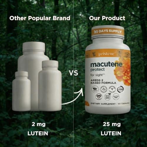 Macutene Protect Eye Vitamins for Macular Support Areds 2 with Lutein and Zeaxanthin Supplements (25mg/5mg) – Doctor Formulated Bilberry Supplement for Eyes, Lab Tested, Vegan (60 Capsules) Pristene buy supplements canada