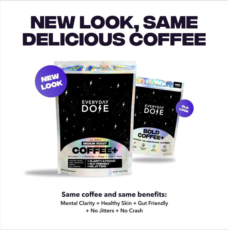 Everyday Dose Premium Adaptogenic Mushroom Coffee with Grass-Fed Collagen, Chaga, Lions Mane & L-Theanine for Better Focus, Energy, Digestion, Skin, and Immunity 30 Servings Everyday Dose buy supplements canada