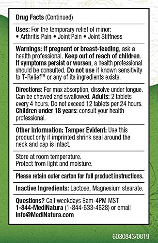 MediNatura T-Relief Extra Strength Arthritis Pain Reliever Arnica +12 Natural Medicines for Joint Soreness Stiffness Aches, Quick Dissolving Pain Relief for Women & Men - 100 Tablets (Pack of 3) MediNatura buy supplements canada