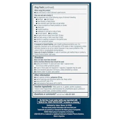 Advil Liqui-Gels Pain Reliever and Fever Reducer, Pain Medicine for Adults with Ibuprofen 200mg for Headache, Backache, Menstrual Pain and Joint Pain Relief - 180 Liquid Filled Capsules Advil buy supplements canada
