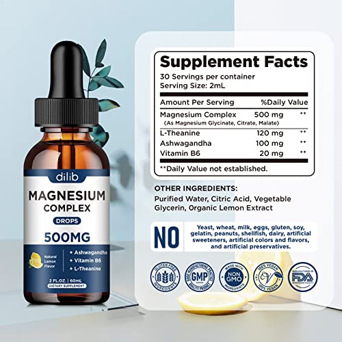 (2 Pack) Magnesium Glycinate, Citrate, Malate Liquid Drops-Triple Magnesium Complex dilib buy supplements canada