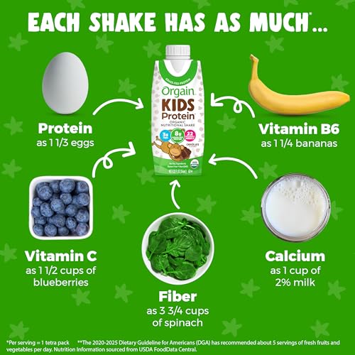 Orgain Organic Kids Nutritional Protein Shake, Chocolate - Kids Snacks with 8g Dairy Orgain buy supplements canada