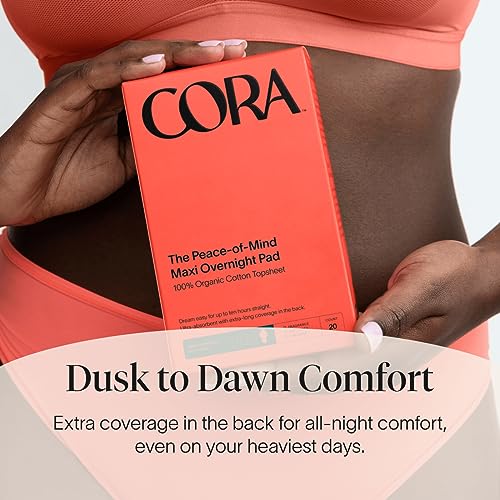 Cora Organic Cotton Topsheet Maxi Pads | Ultra Thin Period Pads with Wings | Maxi Overnight Cora buy supplements canada