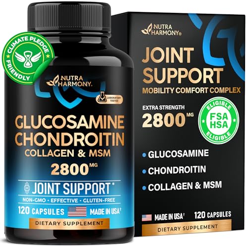 Glucosamine | Chondroitin | MSM | Collagen - 2800 mg Joint Support Supplement NUTRAHARMONY buy supplements canada