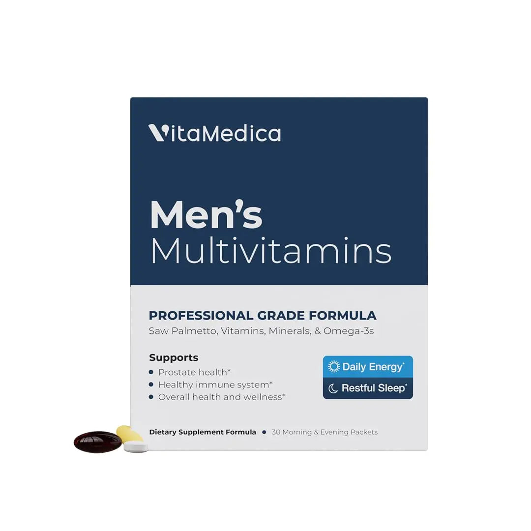 VitaMedica Men’s Multivitamin with Prostate Health Support | Vitamins, Minerals, Omega3s and Saw Palmetto | Box of 30 Easy Daily Packs | VitaMedica buy supplements canada