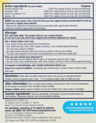 AZO Yeast Plus Dual Relief Tablets, Yeast Infection and Vaginal Symptom Relief, Relieves Itching & Burning AZO buy supplements canada