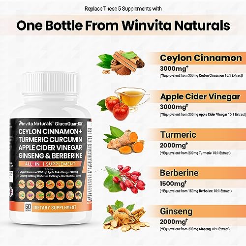 Ceylon Cinnamon 3000mg Apple Cider Vinegar 3000mg Turmeric 2000mg Panax Ginseng Winvita Naturals buy supplements canada