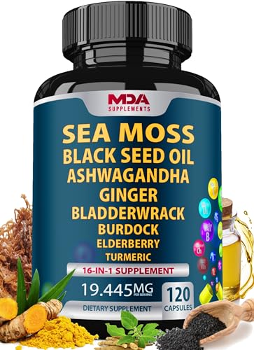 Sea Moss Black Seed Oil Ashwagandha Ginger - Multimineral Sea Moss Capsules MDA Supplements buy supplements canada